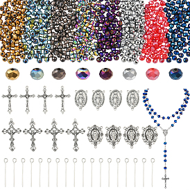 Наборы для самостоятельного изготовления четок из бусин, включая подвески и звенья из цинкового сплава, Стеклянные бусины, латунный штифт