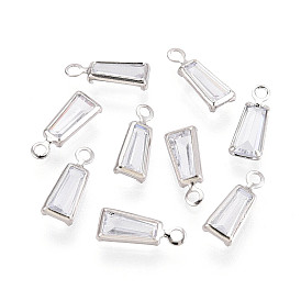 Подвески из латуни с прозрачным фианитом, трапециевидные подвески