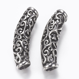 304 Stainless Steel Hollow Tube Beads, Curved, Large Hole Beads