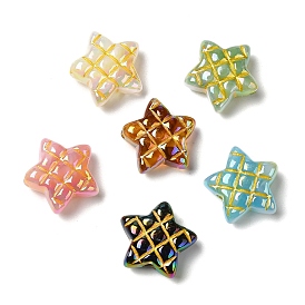 Plating Opaque Acrylic Beads, Golden Metal Enlaced, Star