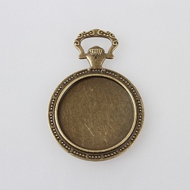 Тибетском стиле настройки сплава подвеска кабошон ободок, без кадмия, без никеля и без свинца, плоско-круглый лоток : 35 мм , 64x44.5x4 мм, отверстие: 15x5 мм, около 53 шт / кг