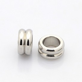 Column 304 Stainless Steel Beads, Large Hole Grooved Beads, 10x5mm, Hole: 6mm