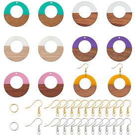 Olycraft DIY Dangle Earring Making Kits, with Resin & Wood Pendants, Brass Earring Hooks & Jump Rings, Ring