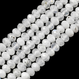 Brins de perles de pierre de lune arc-en-ciel naturel, facettes rondelle