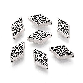 Текстурированные тибетские бусины из сплава, ромб