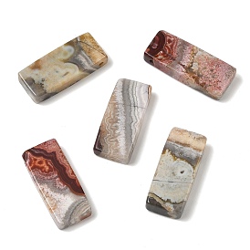 Natural Mexican Lace Agate Crazy Lace Agate Pendants, Rectangle Charms