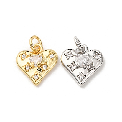 Латунные микро проложить кубического циркония подвески, сердце прелести, без кадмия и без свинца, стойки покрытие, долговечный, с целью перехода в кольце