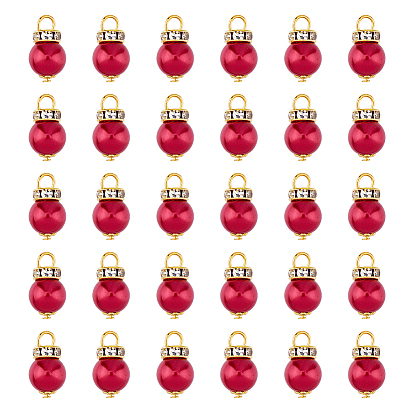 80Подвески из стеклянного жемчуга, с золотыми латунными стразами и железными петлями, круглые подвески