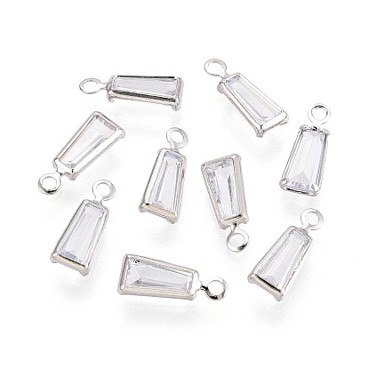 Подвески из латуни с прозрачным фианитом, трапециевидные подвески