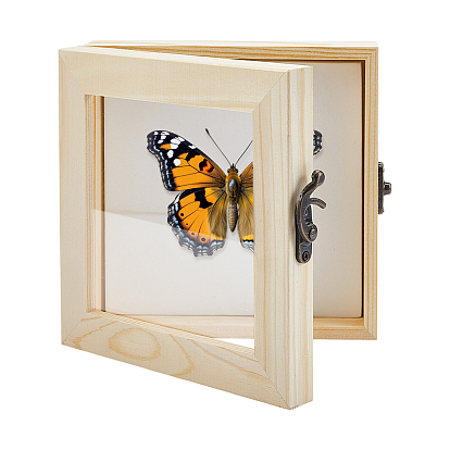 1 Vitrines de rangement en bois pour PC, avec serrure en fer, boîtes de présentation transparentes en acrylique, carrée, avec 1pc coussins à aiguilles en EVA