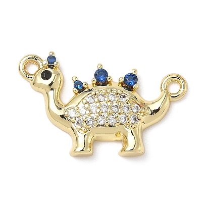 Звенья из латуни с прозрачным и синим кубическим цирконием, без кадмия и без свинца, подвески-коннекторы в виде динозавров