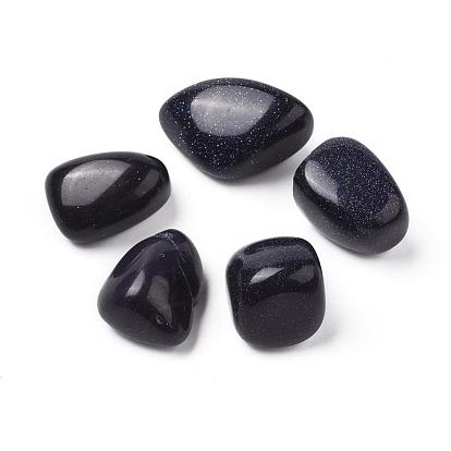 5Pcs Synthetic Blue Goldstone Beads, Tumbled Stone, Vase Filler Gems, No Hole/Undrilled, Nuggets