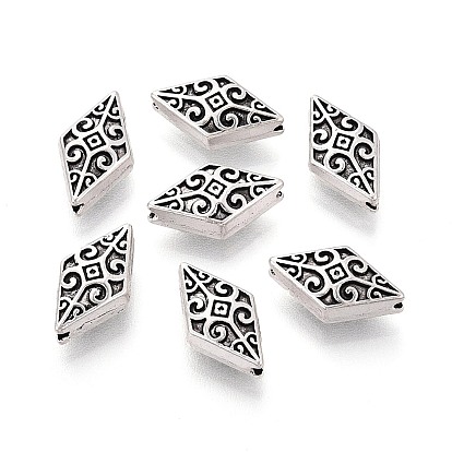 Текстурированные тибетские бусины из сплава, ромб