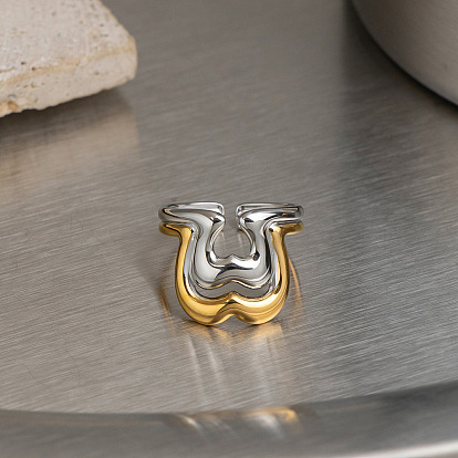 304 Stainless Steel Cuff Open Rings for Women, Heart