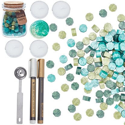 CRASPIR Sealing Wax Particles, with Metallic Markers Paints Pens, Stainless Steel Spoon, Candle, for Retro Seal Stamp