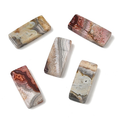 Natural Mexican Lace Agate Crazy Lace Agate Pendants, Rectangle Charms