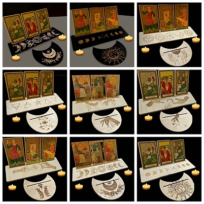 Wooden Tarot Card Display Stands, Moon Phase Tarot Holder for Divination, Tarot Decor Tools, Moon/Rectangle Shape