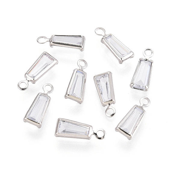 Подвески из латуни с прозрачным фианитом, трапециевидные подвески