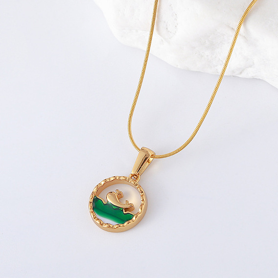 3 шт. серия океан нержавеющая сталь эмаль плоские круглые с морской кит кулон ожерелья для женщин, золотые