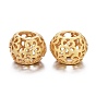 Brass European Beads, Large Hole Beads, Long-Lasting Plated, Hollow, Rondelle