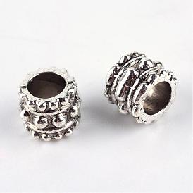 Tibetan Style Alloy European Beads, Large Hole Beads, Column, Cadmium Free & Lead Free