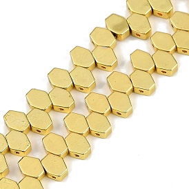 Electroplated Synthetic Non-magnetic Hematite Beads Strands, Hexagon, 2-Hole