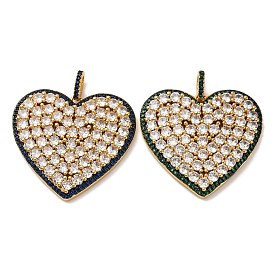 Латунные микро проложить кубического циркония подвески, сердце прелести, стойки покрытие, прочное покрытие, без кадмия и без свинца, реальный 18 k позолоченный