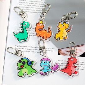 Joli porte-clés pendentif dinosaure en acrylique, avec des agrafes métalliques, pour sac à clés de voiture, porte-clés cadeau