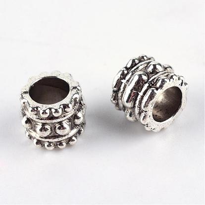 Tibetan Style Alloy European Beads, Large Hole Beads, Column, Cadmium Free & Lead Free