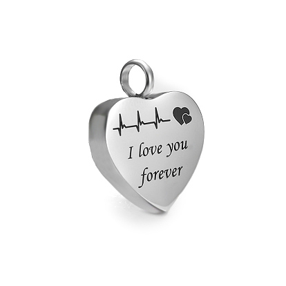 Подвески для пепла из нержавеющей стали, сердце со словами я люблю тебя вечно шарм