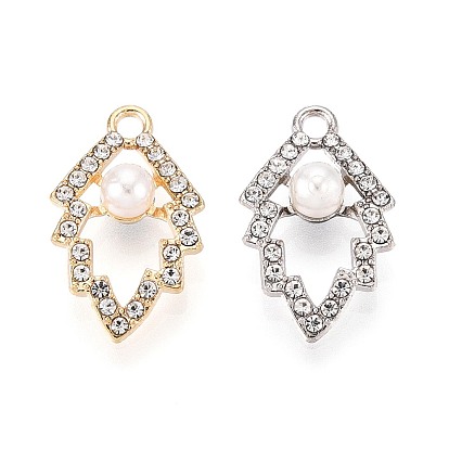 Подвески из сплава и искусственного жемчуга со стразами, лист