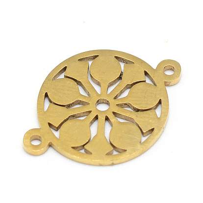 Вакуумное покрытие pvd 201 подвески-соединители из нержавеющей стали, плоские круглые с цветком