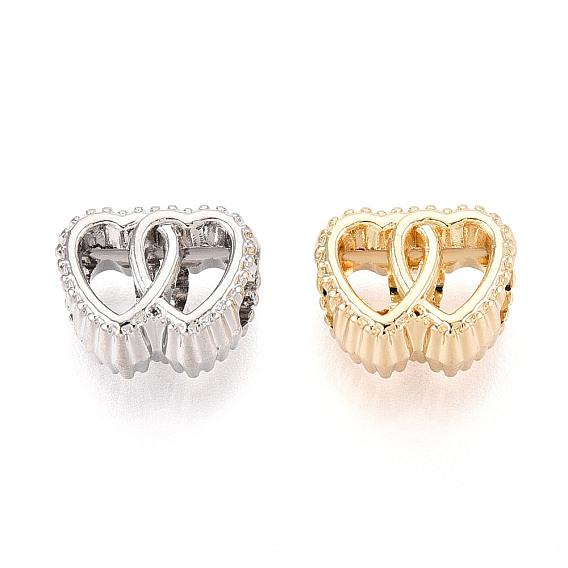 Сплавочные европейские бусины, сердце, бусины с большим отверстием, без свинца, без никеля и без кадмия, стойки покрытие