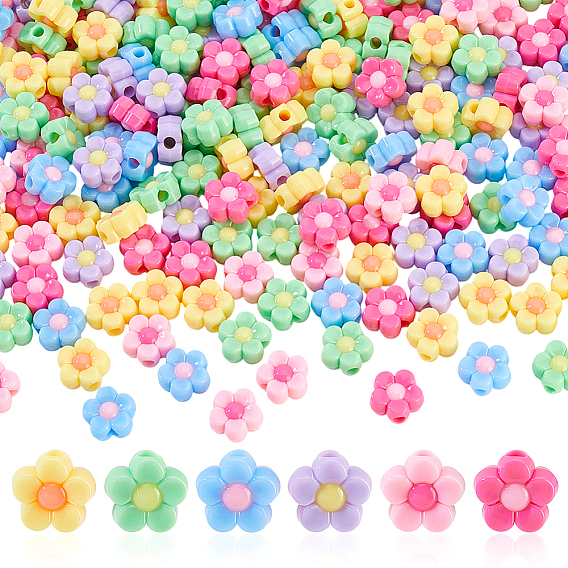 200 непрозрачные акриловые бусины, цветок, два тона