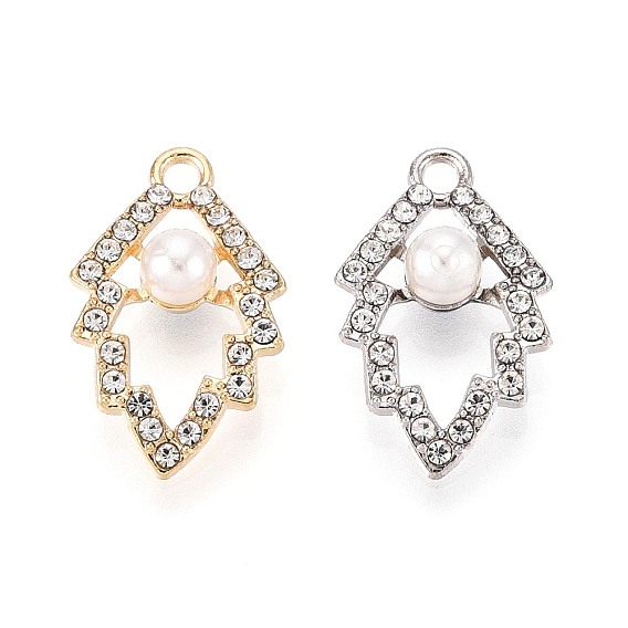 Подвески из сплава и искусственного жемчуга со стразами, лист