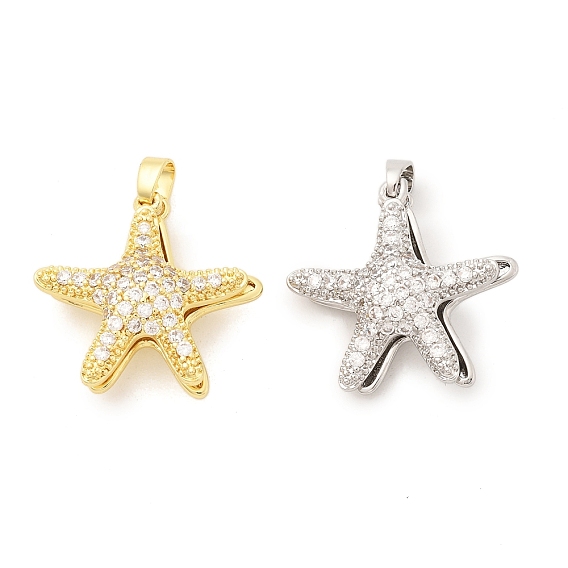 Подвески из прозрачных кубических цирконий в форме морской звезды из латуни с микропаве, без кадмия и без свинца, с подвесками из пластика имитация жемчуга