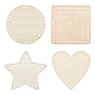 4шт 4 стиль деревянная вышивка крестиком вышитая пустая рамка, звезда и сердце, квадрат и плоский круглый