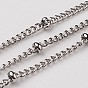 304 Stainless Steel Twisted Chains, Soldered, Satellite Chains, with Rondelle Beads, 2mm