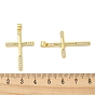 Rack Plating Brass Micro Pave Cubic Zirconia Pendants, Long-Lasting Plated, Lead Free & Cadmium Free, Cross Charms, Religion