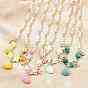 Ocean Brass Enamel Starfish Shell Shape Pendant Round ABS Imitation Pearl Beaded Necklaces, Rack Plating, Long-Lasting Plated, Cadmium Free & Lead Free, Real 18K Gold Plated