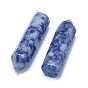 Natural Sodalite Pointed Beads, Healing Stones, Reiki Energy Balancing Meditation Therapy Wand, No Hole/Undrilled, For Wire Wrapped Pendant Making, Bullet