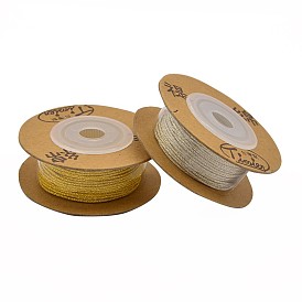 Eco-Friendly Dyed Shiny 1mm Round Metallic String Thread Polyester Threads, about 13.12 yards(12m)/roll