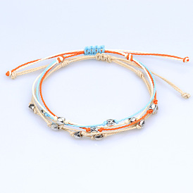 Geometric Beaded Handmade Bracelet with Alloy and Wax Cord for Women