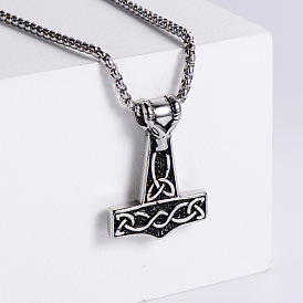 Stainless Steel Gothic Hammer Pendant Necklaces for Men
