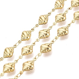 304 Stainless Steel Link Chains, Shell Shape, Soldered, with Spool