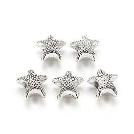 Tibetan Style Alloy European Beads, Large Hole Beads, Cadmium Free & Lead Free, Starfish