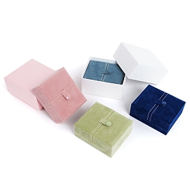 Velvet Double Open Jewelry Set Storage Gift Boxes for Rings Earrings Pendants Necklaces, Rectangle