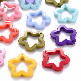 Opaque Acrylic Pendants, Dyed, Flower
