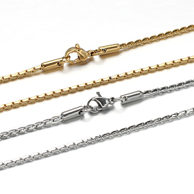 304 из нержавеющей стальной трос цепи ожерелья, с карабин-лобстерами , 19.6 дюйм (50 см), 1.2 мм