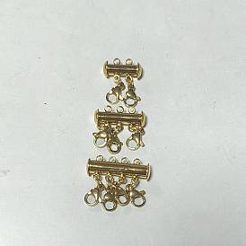 3Pcs 3 Styles 304 Stainless Steel Slide Lock Clasps, with Lobster Claw Clasps